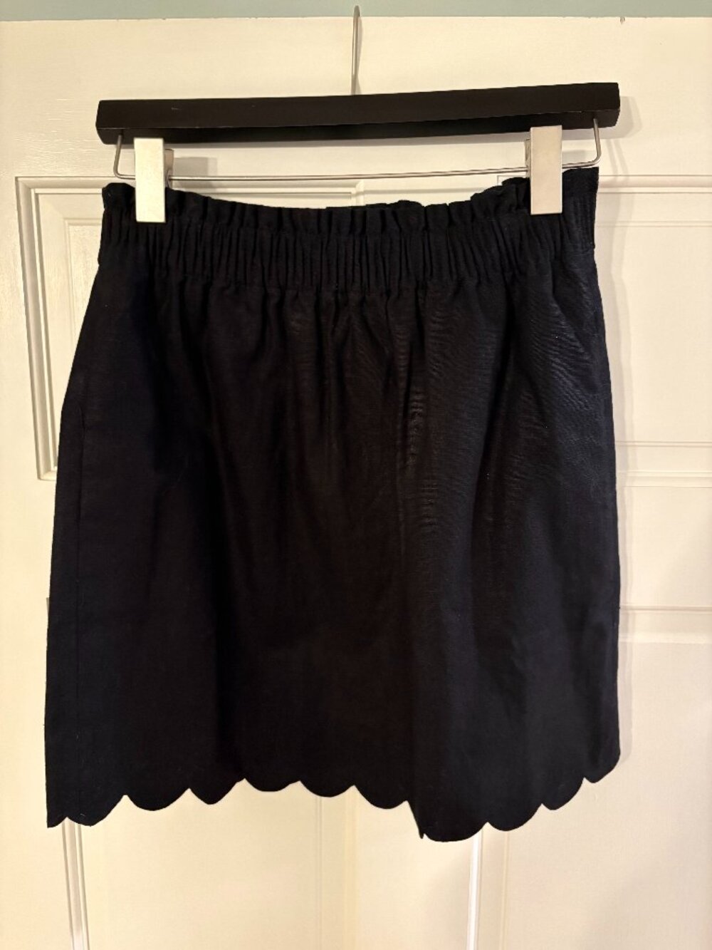 J.Crew Factory Linen Blend Scalloped Hem Mini Skirt | Black | Size 0